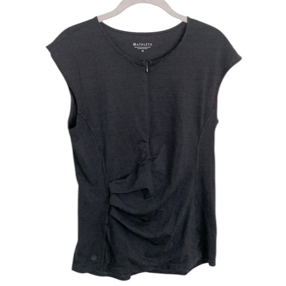 Athleta Pacifica Black Wrap Front Athletic Top Sz M - Picture 2 of 9